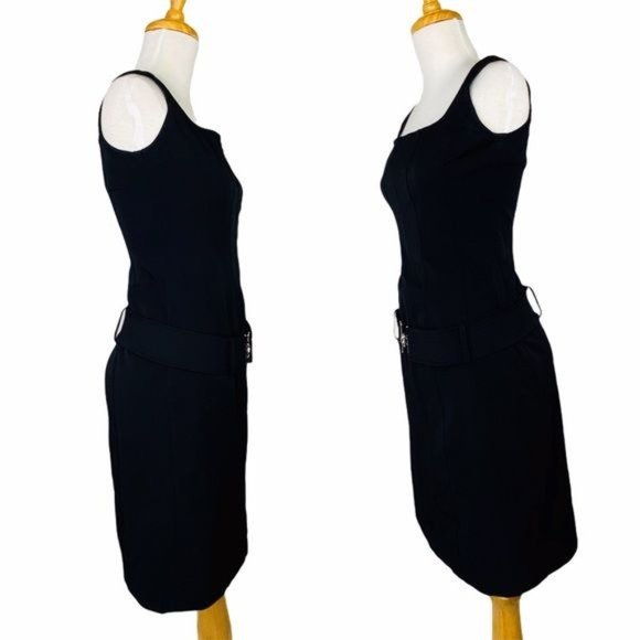 Ralph Lauren Sheath Drop Waist Belted Dress Black Vintage 90s SZ 4 Plaid Label - Picture 7 of 8